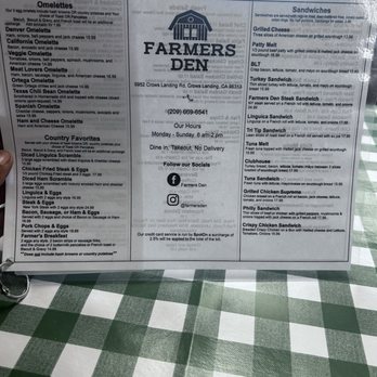 Farmers Den menu 1